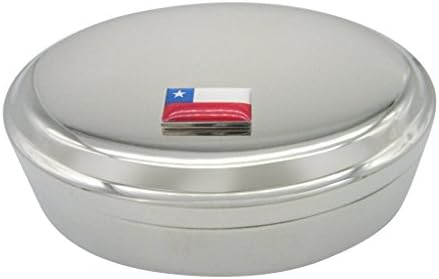 Chile Flag Pingente Oval Tinket Jewelry Box