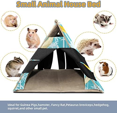 Little -cobanee Pig Hamster Hedgehog Rabbit Hideout Nest Acessórios, Banana Pattern Gaises Bed Small Animal House