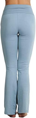 Tobinstyle Feminino Premium confortável Dobra de algodão sobre calças de ioga alargadas perneiras