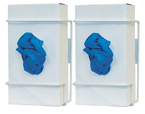 Dispensadores de bowman dispensador de luvas única, fio com revestimento branco, acessório não dividido, malhada, feita nos EUA, pacote de duas, 3,75 polegadas L x 5,67 polegadas W x 8,16 polegadas h