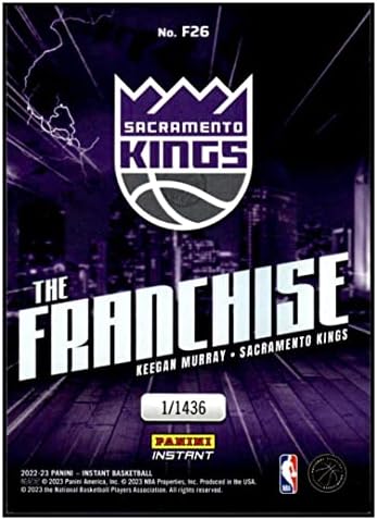 Keegan Murray RC 2022-23 Panini Instant The Franchise /1436 Rookie #26 Kings NM+ -MT+ NBA Basketball