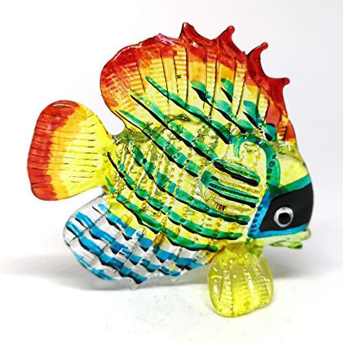 Zoocraft sopro de vidro amarelo peixe estatueta estilo tropical tropical em miniatura de artesanato em miniatura