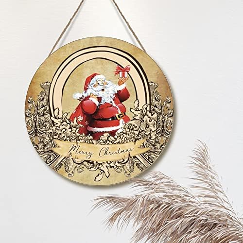 Estilo francês antigo Papai Noel Decoração de madeira Madeira Plate de Natal Porta da frente Wrinal