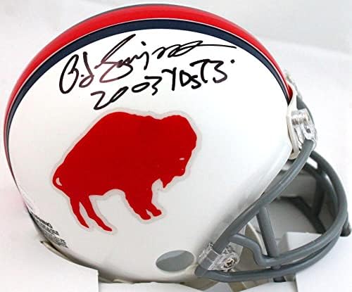 OJ Simpson autografou Buffalo Bills 65-73 TB Mini capacete com 2003 YDS-JSA W-Mini capacetes da NFL autografados