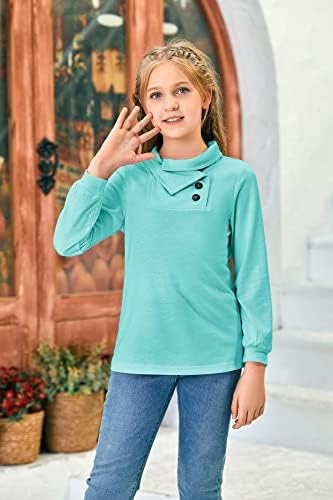 Geckatte meninas de manga comprida Camiseta de capota de capota de túnica de túnica casual pullover moletons de 5 a 14 anos