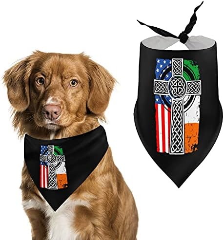 Irlanda Americana EUA Flag Celtic Cross St Patrick Triangle Pet Bandana Dog Sconsele