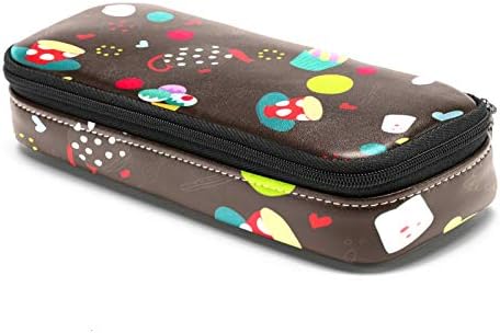 Sweets Background Backmless 84x55in Saco de caneta de lápis de couro com bolsa de armazenamento de papelaria dupla com zíper para meninos de trabalho escolar meninos meninas meninas