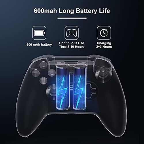 [2022 Versão mais recente] Controlador de jogo sem fio, PC Gamepad sem fio com adaptador sem fio de 2,4 GHz e função