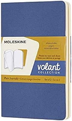 Jornal Volant Moleskine, capa macia, bolso liso/em branco, esquecer-me-não-azul/amarelo âmbar, 80 páginas