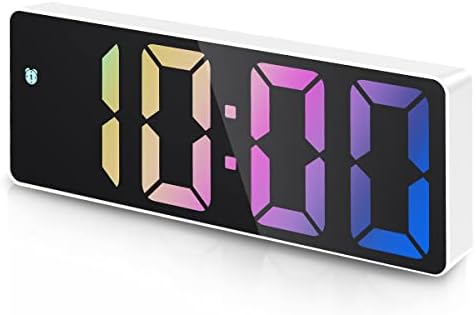 ALARIMENTO DIGITAL AMIR, mais recente relógio de LED de arco -íris para quarto, relógio pequeno moderno com exibição