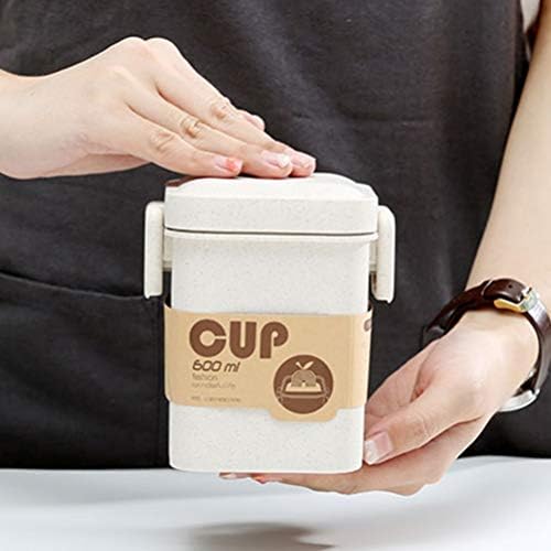 Contêiner de almoço para crianças Doitool 1PCS caneca de sopa de microondas com tampa, copo de café da manhã portátil, mingau quadrado de forma com tampa de trava dupla para escolar