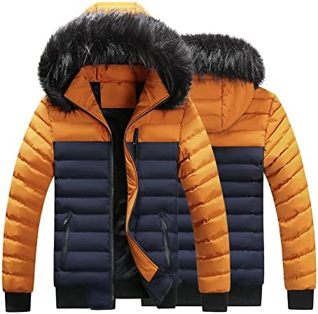 Badhub Men's Winter Puffer Jacket Chifke Winter Casat Full Zipper quente Jaqueta acolchoada que fora de roupas com capuz de pele macia