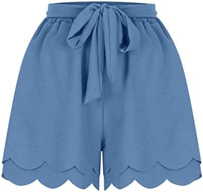 HGPS8W Shorts para mulheres de verão casual, corte fofo Trique de grama alta cintura solta Solid Solid Beach Lounge Shorts