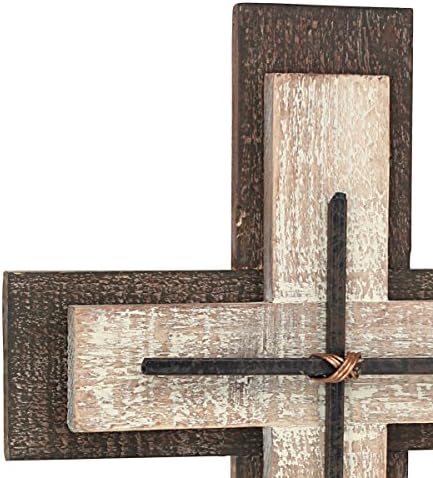 Stonebriar Decorativo gasto e marrom de madeira pendurada na parede cruzada 15,7 x 10