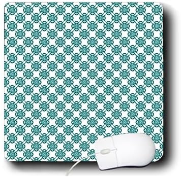 3drose LLC 8 x 8 x 0,25 polegadas Mouse pad, elegantes turquesa e padrão de formas de diamantes marroquinos brancos