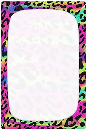 Alaza Rainbow Leopard Print Cheetah Neo Crib Sheets Coloque Bassinet Sheet para meninos bebês bebês criança, tamanho padrão