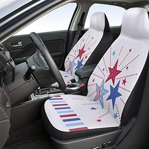 Youngkids 4 de julho estrelas listras estampas capas de assento de carro de 2 peças Conjunto de carros frontal universal Cushion para