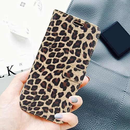 Chanroy Compatível com Galaxy S22 Ultra Leopard Partten Case Flip Tampa com Flip de carteira de couro magnético Caixa Flip