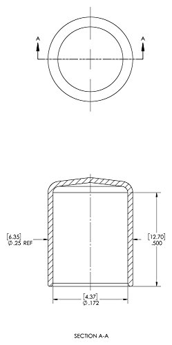 CAPLUGS 99394046 CAP ROUND ROUNTA DE PLÁSTICA VC-172-8, Vinil, Cap ID 0,172 Comprimento 0,500, preto