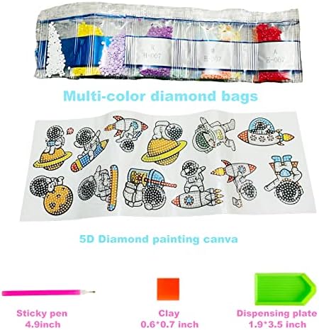 Tang Cai 24 PCs 5D Kits de pintura de diamante, astronautas, dinossauros Figura Rhinestones Gem Diamond Art Stick para menino crianças arte e artesanato