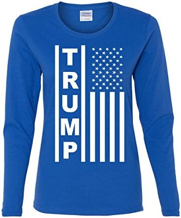 T-shirt de manga longa da bandeira Trump Flag Maga