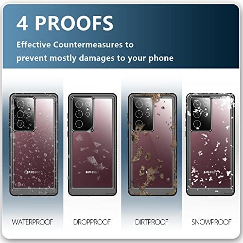 Spidercase projetado para caixa Ultra Galaxy S22, Protetor de tela embutido à prova d'água Protetor de proteção Full Protection