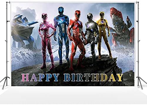 Caso -pano de Power Ranger para Festas de Festa de Aniversário 59x38in Banco de Balanço de Balanço de Superhero para Decorações de Festa de Aniversário