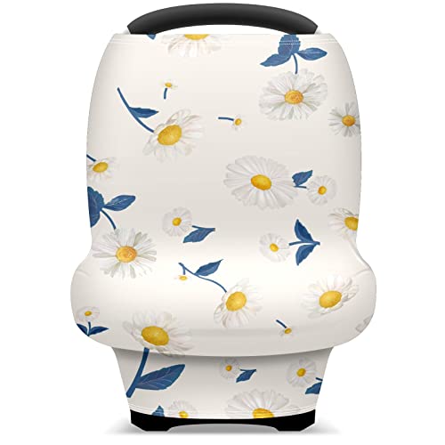 Capas de assento de carro para bebês Planta de flores de flor branca Cobertura de enfermagem Tampa de carrinho de amamentação para carrinho de cachecol para bebês Multryuse Infant Carseat Canopy para meninos meninas, Presentes de chuveiro