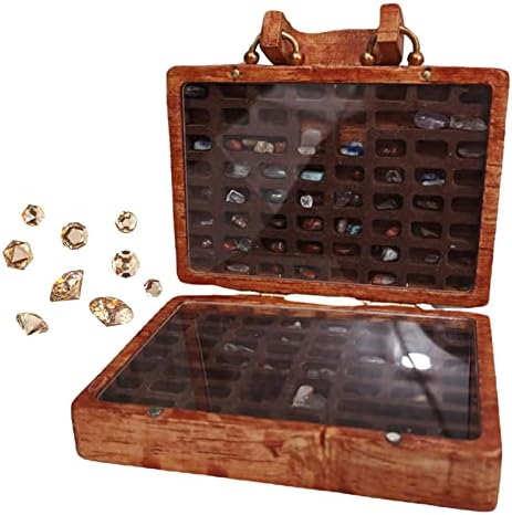 Caixa de cristal de madeira, caixa de jóias para pedras - caixa de armazenamento de madeira Caixa decorativa para arte e hobbies de bricolage, caixa pequena de esconderijo, armazenamento doméstico Case