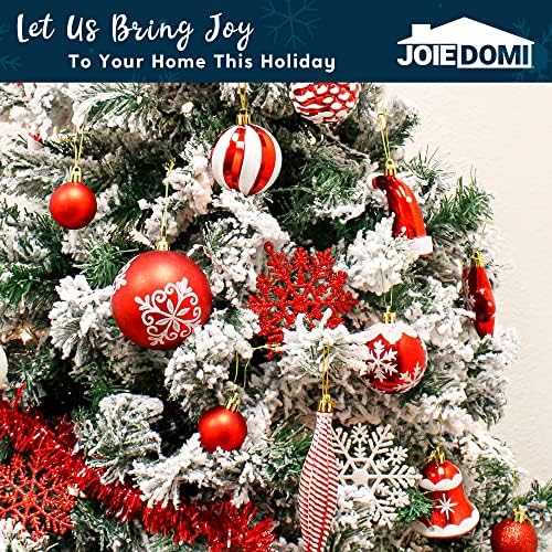 Joiedomi 157 PCs Ornamentos de Natal com um topper de estrela, enfeites de Natal à prova de quebra para férias, decoração de festas, ornamentos de árvores, eventos e Natal