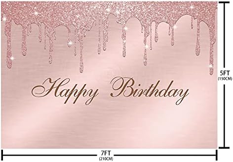 Sendy 7x5ft Gold Rose Bokeh Feliz Aniversário Caso -Caso Sweet Dezesseis Aniversário Decorações de Festas de Festas para menina Pink Glitter Shinning Sparkle Photography Bordal Banner Photo Studio Props