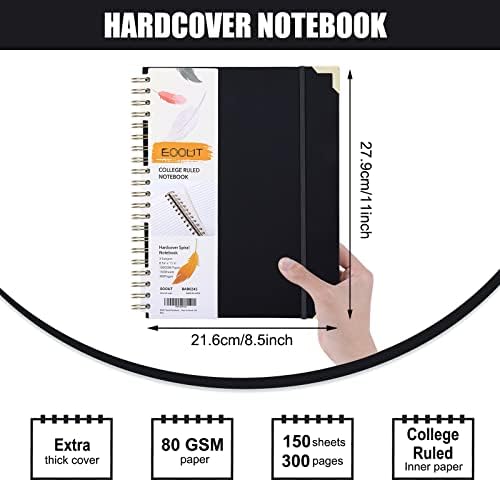 EOUT Notebook Spiral 8.5 x 11 revistas espirais de capa dura para mulheres, 300 páginas College governou 3 disciplinas para o trabalho, de volta à escola, presentes