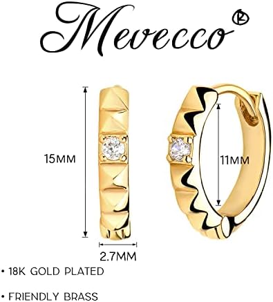 Brincos de Huggie de ouro mevecco 18k arco de ouro 18k