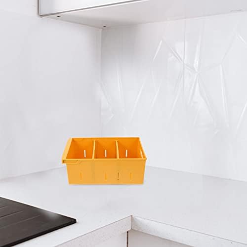 Recipientes de armazenamento de geladeira de hemotão produzem salvadores de geladeira empilhável Caixas de organizador de geladeira 3 Compartimento caixa de armazenamento de cozinha geladeira frutas de armazenamento vegetal estação de tenda amarela