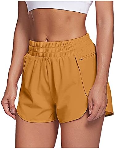 Zpervoba Women's Bermuda shorts executando bolsos elásticos calças shorts shorts treino atlético calça feminina shorts para mulheres