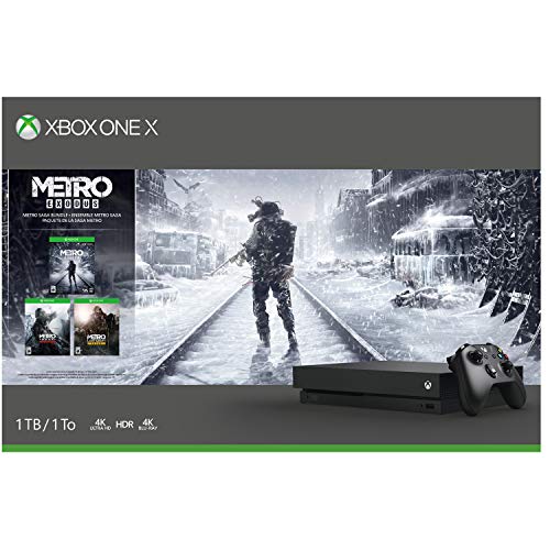 Microsoft Xbox One X Metro Saga Pacote com 1 TB Console + 3 jogos de metrô + controlador sem fio com limpador de tela