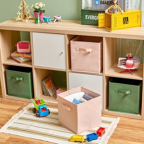 Conjunto EZARE de 8 caixas de cesta dobrável, organizador de armazenamento dobrável Cube 10,5 x 10,5 x 11 polegadas para viveiro, sala de jogos, crianças, sala de estar -