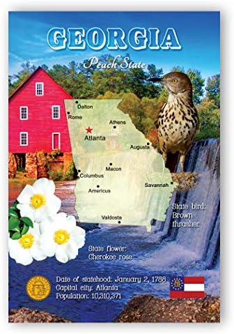 Conjunto de cartões postais de mapa da Geórgia de 20 cartões postais idênticos. Cartões postais do mapa do estado
