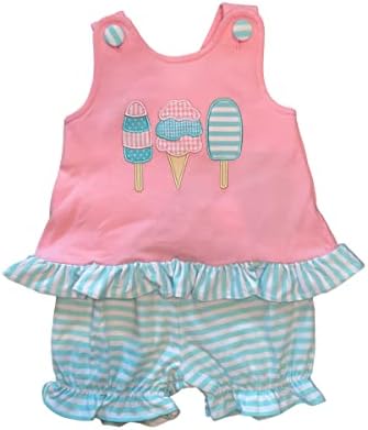 Kristin Lynn Kids Baby Girl Ice Cream Bloomer Conjunto - Luxury Comfort, algodão, qualidade da boutique - Meninas roupas de verão
