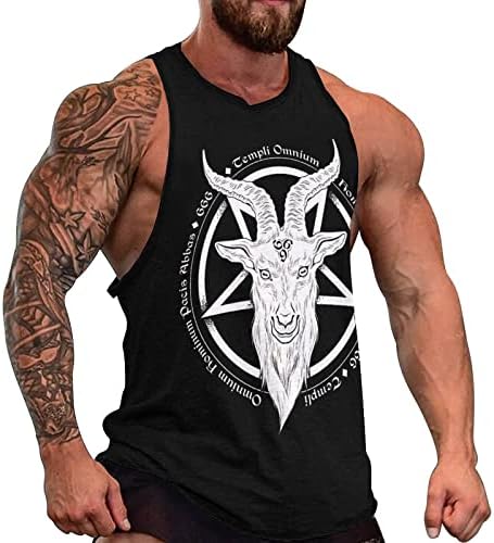 BAPHOMET Demon Goat Head Men's Workout Vest Muscle Cut Tampo Tampa de ginástica camisa de fitness com camisa sem mangas