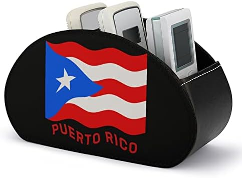 Porto Rico Flag Remote Control Storage Box Organizer com 5 compartimentos para quarto de mesa