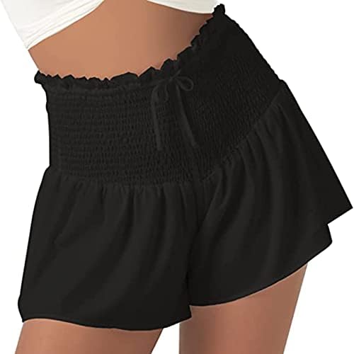 Women Bowknotnot elástico shorts casuais com cintura alta larga perna larga esbelta shorts de corrida