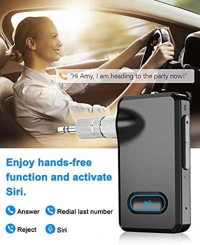 Receptor Bluetooth atualizado para carro com Qulacomm CSR, adaptador de carro Bluetooth, receptor de áudio Bluetooth Aux 3,5 mm, chamadas sem -handsfree, Siri, conexão dupla, para carro estéreo/doméstico, fones de ouvido, alto -falantes