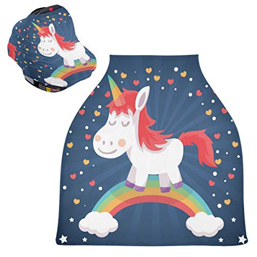 Capas de assento do carro para bebês do Rainbow Unicorn - Capa de carrinho de carrinho de carrinho de carrinho, dossel de carro de