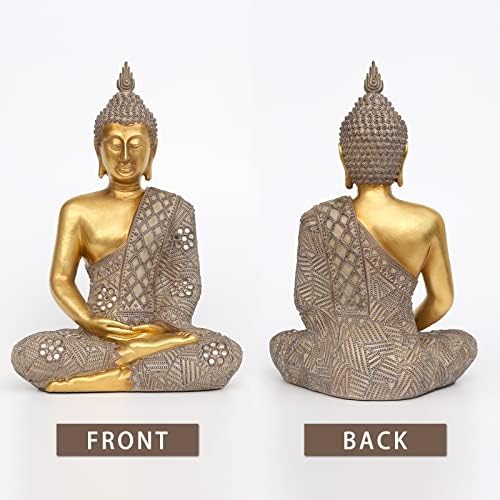 Estátua de Buda para decoração em casa ouro 12,4 ”-estátuas de Buddha para decoração zen-decoração espiritual de decoração-buddha para sala de estar Buda-Budda-Buda interno Gift para relaxamento, meditação ou santuário…