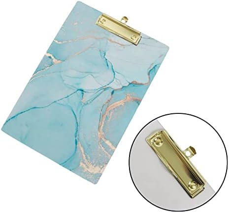 Placa de clipe de clipe de baegutly plástico tinta abstrata textura de mármore azul dourado documento de papel holder letra