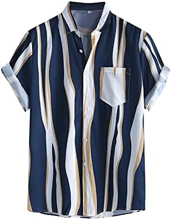 XXBR Mens Casual Summer Manga curta Button Down Down Hippie Camisetas Vertica