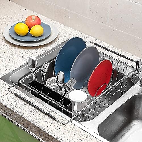 IPEGTOP Expandível Rack de secagem de pratos e pia de rolagem de pia de secagem