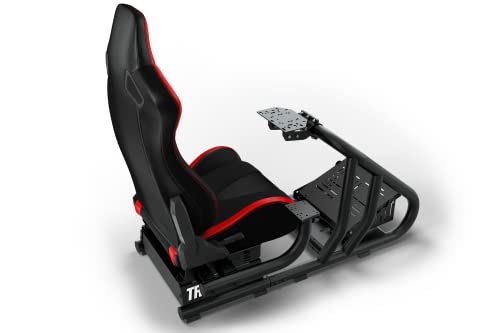 Cockpit de simulador de corrida RS6 Trak RS6 com assento reclinável em preto/vermelho - Rig Altamente Ajustável, Rig, Stand Racing Racing e compatível com a maioria dos acessórios Logitech, Fanatec e Thrustmaster