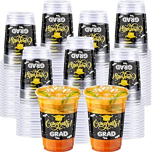 100 peças 16 oz de graduação Party Cups de plástico 2023 parabéns copos de plástico graduados em festa de formatura